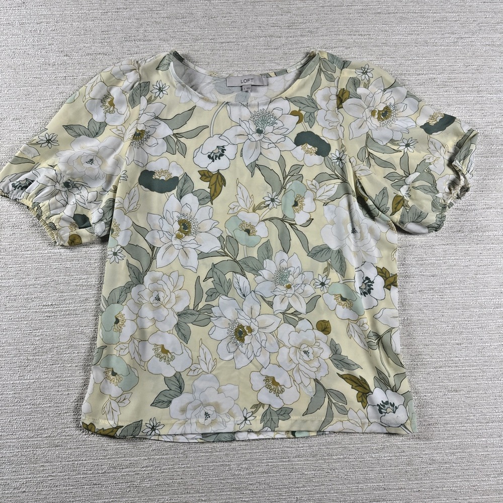 Cottagecore Floral Puff Sleeve Blouse Garden Party Coquette Romantic Loft M